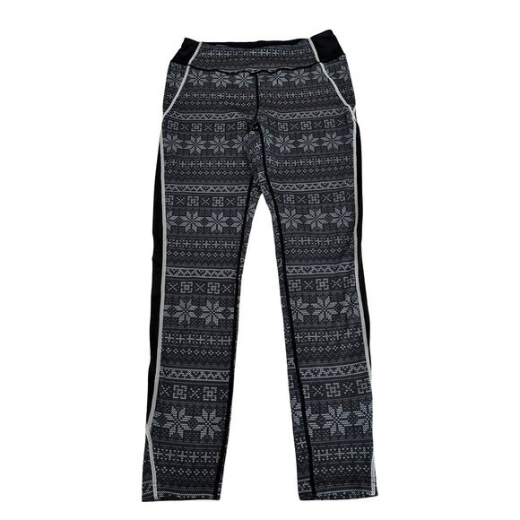 Alp n Rock Base Layer Leggings Pants Womens Size M Gray & Black Fair Isle - Picture 1 of 5